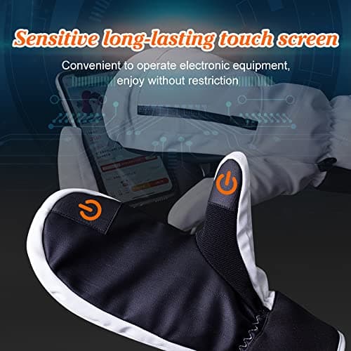Bseical Ski Mittens Women Waterproof, Golf Mitts Men, Gloves Ladies, Thermal Touch Screen, Cotton Winter Touchscreen Unisex With Zip Pocket Sport Cycling Mtb Running Extra Warm (M, Black) — view 4