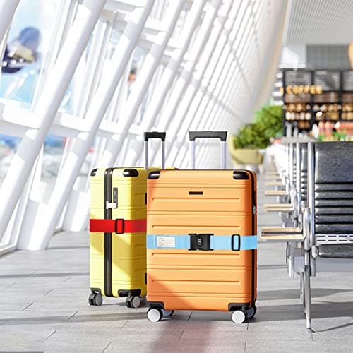 Luggage Strap, 2pcs Suitcase Straps with Password Lock Information Card, Adjustable Travel Packing Accessories Suitcase Belts with Buckle (Blue, 2 PCS Set) — view 2