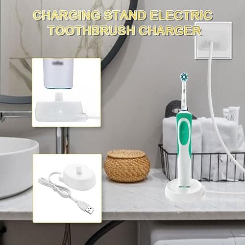 USB Electric Toothbrush Charger Compatible with Braun Oral B iO3 iO4 iO5 iO6 Type 3757 Kids Vitality 100 Genius X, Replacement Inductive USB Charging Base Adapter Travel Waterproof Power Cord Cable — view 2