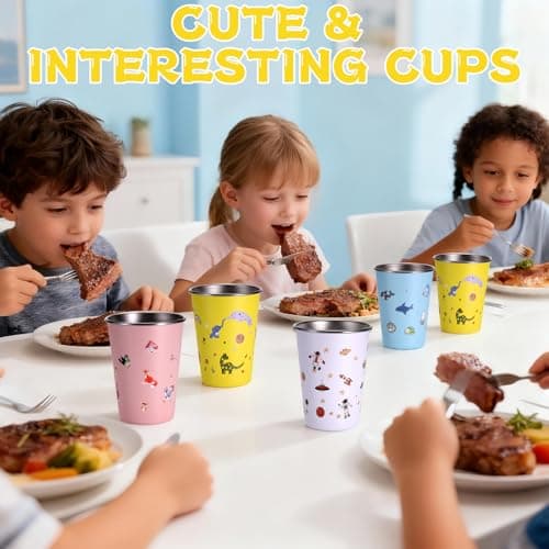 Hejo Set of 4 Stainless Steel Cups for Kids, 350ml Reusable Drinking Cups — view 5