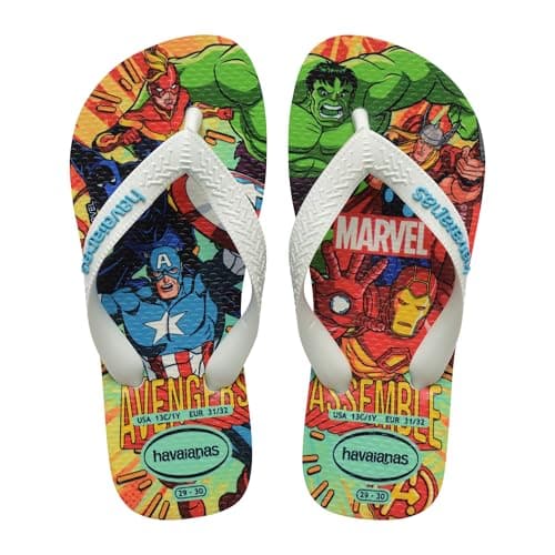 Havaianas Kids Top Marvel II Boys FlipFlop White/White/Blue 10/11 UK Child