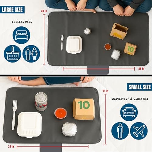 Portable Travel Mat Blanket Set of 2 for - Food - Home - Bed - Travel - Picnic - Camping - Airplane - Outdoor - Packable - Washable - Reversable — view 2