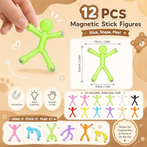 12-Piece Magnetic Men Fidget Toys Kids, Magnetic Fidget Toy, Magnetic Fidget Toys, Novelty Magnet Men Desk Accessories, Colorful Fidget Decor for Office Whiteboard and Refrigerator — view 2