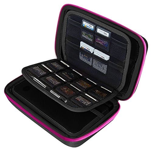 AUSTOR Travel Carrying Case Shell for Nintendo New 3DS XL (Black+Rose) — view 4