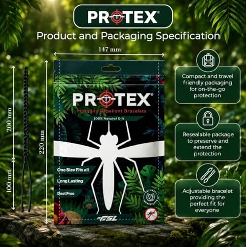 PR0TEX 18 Pack Mosquito Repellent Bracelet, Adjustable Leather Deet-Free Wrist Bands, Powerful Effective Protection, Insect Repellent Bracelets for Adults & Kids, Resealable Pack. — view 4