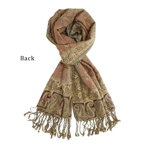 vimate Green Paisley Pashmina Scarfs Winter Women'S Jacquard Rave Pashmina Shawls and Wraps for Evening Dresses(UK-Style 5-Olive Green) — view 5