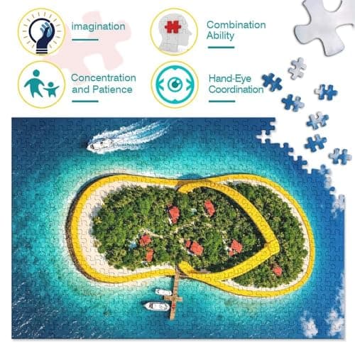 Flip-flop Shaped Island Resort Jigsaw Puzzle 1000 Pieces, Romantic City Break Scene, Matte Printed Jigsaw for Travel Lovers, Screen-Free Fun, 52x38cm/1000pcs — view 4