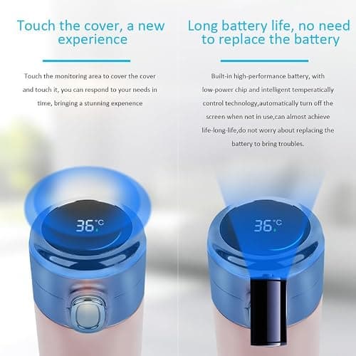 Flintronic 450ML Travel Mug Reusable Coffee Cup with Leakproof Lid Insulated Coffee Mug for Hot & Cold Drinks, BPA-Free LED Temperature Display Vacuum Stainless Steel Travel Mug (Pink) — view 5