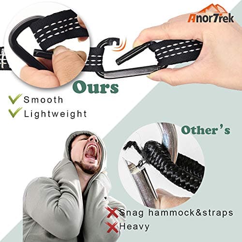 AnorTrek Camping Hammock with Mosquito Net, Double & Single Lightweight Portable Hammocks with Tree Straps, Parachute Hammock for Camping, Backpacking, Traveling & Hiking — view 3