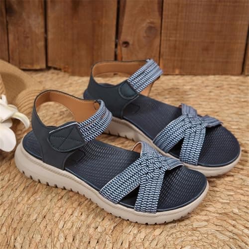 Sandals Women Wide Fit Adjustable Ankle Strap Open Toe Comfort Summer Ladies Shoes Casual Holiday Walking Sports (Z02 Blue, 6) — view 5