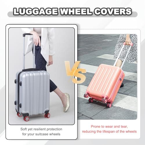 YELARXI Luggage Wheel Protection Cover, Wear Resistant Anti Noise Silicone Suitcase Protective Covers, 8Pcs &Burgundy &Wavy Pattern-Fitting for 2.2-2.6" Spinner Wheel Suitcases Travel — view 4