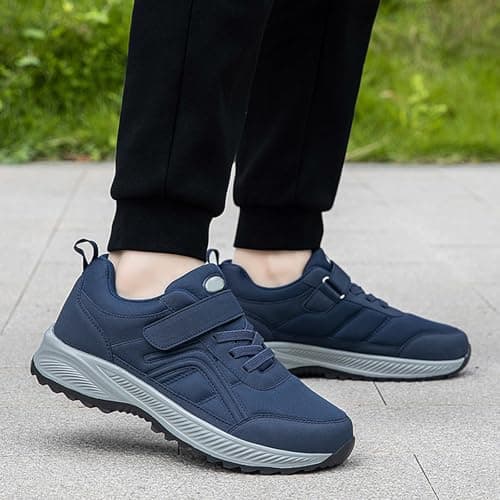 Trainers Men's Trekking Shoes with Soft Sole Sporty Hiking Shoes for Travel Workout Comfortable Walking Leisure Running Shoes Breathable Sports Shoes Outdoor Breathable Leisure Shoes, O Blue, 4 UK — view 3
