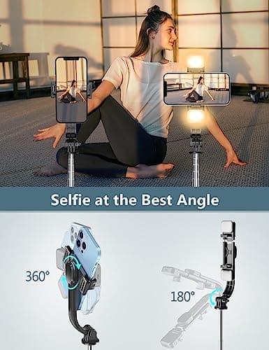 Selfie Stick Tripod with 2 Fill Lights, 45''Phone Tripod with Remote — view 6