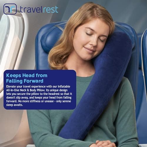 TRAVELREST All-in-One Neck and Body Support Pillow Travel Essential, Blue — view 3