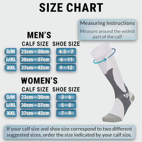 360 RELIEF 1 Pair Compression Socks for Women & Men - Graduated Support - Ideal for Running, Travel, Pregnancy, 15-20 mmHg, S/M, White — view 3