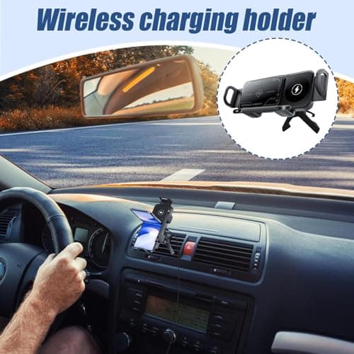 Fnaekier Car Phone Mount | Magnetic Foldable Phone Charger Holder for Car | Non-Slip Fast Charging for Pad All Smartphones Drivers Travel Road Vehicle Pickups Sedans — view 2