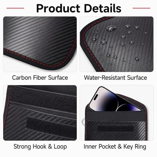 QIHAWN Signal Blocker Pouch 6.9", Carbon Fiber RFID Shield for Phones Keys — view 3