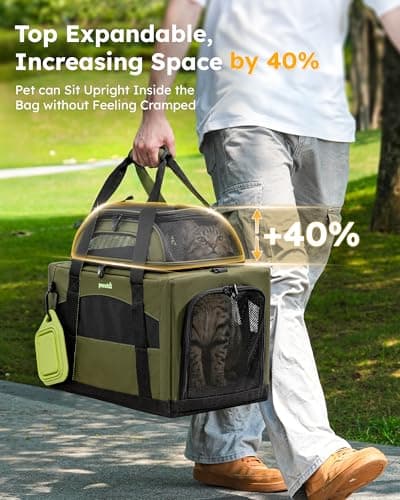 pecute Cat Carrier Top Expandable, Extra Stable Cat Carrier Bag, Green — view 3