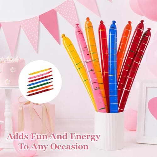 50 Pack Rocket Balloons Flying Party Toy Set – Colourful Long Air Powered Inflatable Fun Balloons for Family Games, Birthday Party Bag Fillers, Festival & Outdoor Entertainment — view 6