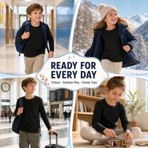 Baogaier Boys Thermal Tops Fleece Base Layer Winter Undershirt 9-10 Years — view 2