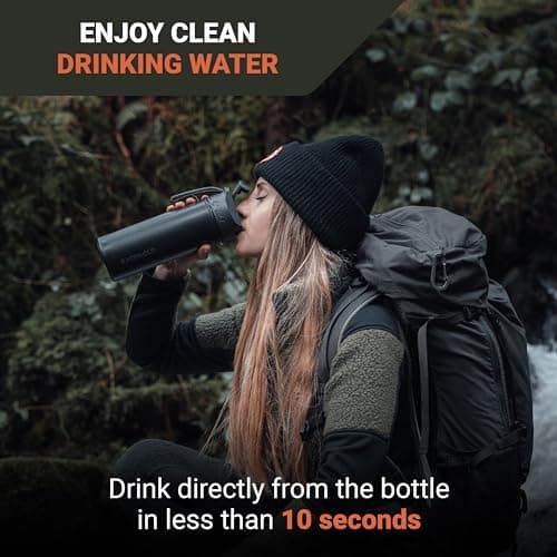 Bachgold Camping Water Replacement Filter for 500 ml bottle - Portable Water Filter Hiking & Backpacking - Water Purification Bottle Clean Water in Seconds for Outdoor & Survival Adventures — view 3