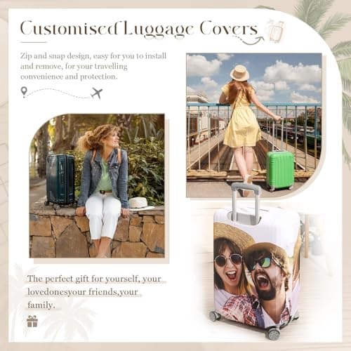 Personalised Elastic Luggage Protector Cover, 18-32" Custom Suitcase Covers with Photo, Double-Sided Photo Travel Suitcase Protector, Design Your Own Travel Accessories Protective Covers (L) — view 5