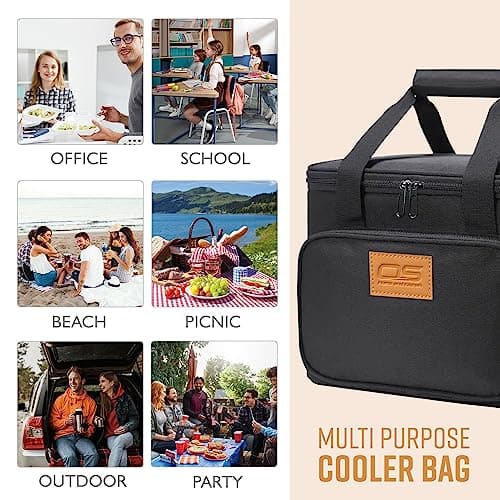 Insulated Portable Food Cooler Bag, Large Capacity, Waterproof, Lightweight, for Camping, BBQ, Travel, and Outdoor Activities (Black, 24L) — view 4