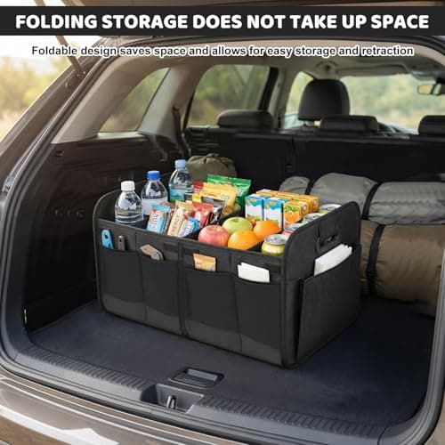 Car Boot Organiser - Foldable Car Boot Bag Car Trunk Organizer Storage Collapsible Trunk Organizer for most Cars, Waterproof Multi-Compartment Collapsible with Reinforced Base, Strong Handles(Black) — view 6