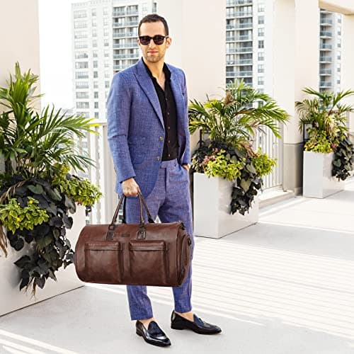 Modoker Convertible PU Leather Garment Bag, Carry-On Travel Duffel — view 6