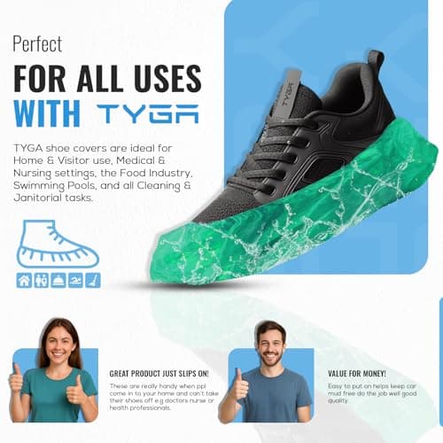 TYGA Waterproof Shoe Covers Disposable, CPE, Green, Pack Of 30 — view 4