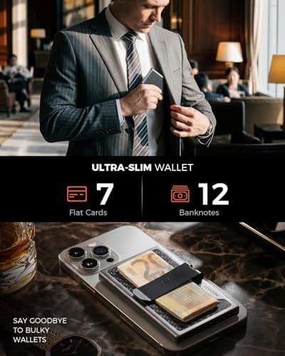 LORZOR Minimalist Wallet Slim in Military-Grade Carbon Fiber, Card Wallet Men with Removable Money Clip, Credit Card Holder RFID Blocking, Smart Wallets Small Design for 7 Cards, Gift — view 5