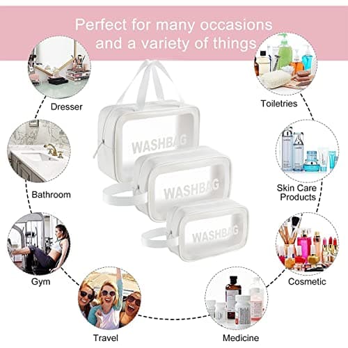 Mikytoper 3 PCS Clear Toiletry Bag for Women, Makeup Bag Set, Wash Bag — view 5
