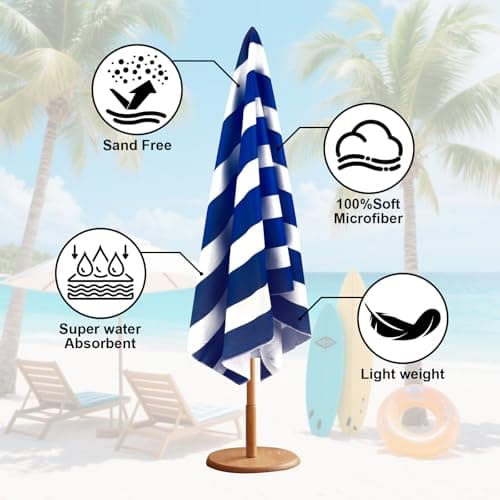 Hittriu Large Microfibre Beach Towel for Adults, 170 × 90 cm, Quick Dry, Sand Free, Lightweight Compact Travel Towel for Summer Beach, Pool, Holiday, Gym & Swimming (Blue) — view 3