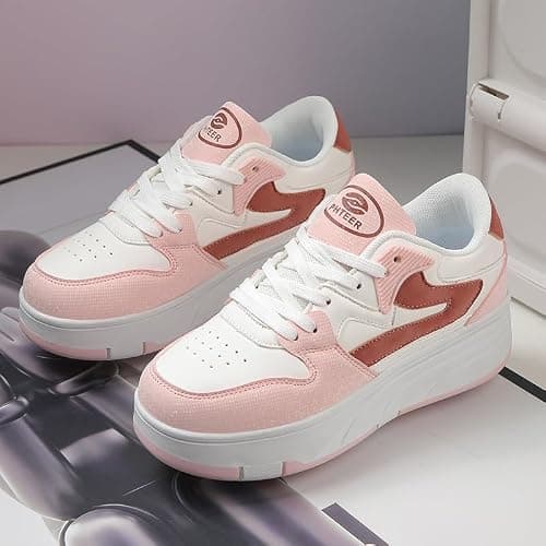 Mateju Kids Roller Skate Shoes for Boys Girls, Skateboarding Skates Outdoor Parkour Shoes Retractable 4 Wheels Unisex Teenager Children Sports Walking Running Sneakers Shoes Pink — view 3