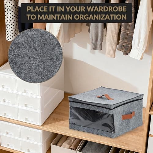 GarveeMore 4 Pack Hat Storage Box for Travel, Large Hat Box Storage with Lid, Foldable Felt Hat Organizer with View Window, Travel Hats Boxes Storage Cowboy Hat Case For Women and Men — view 3