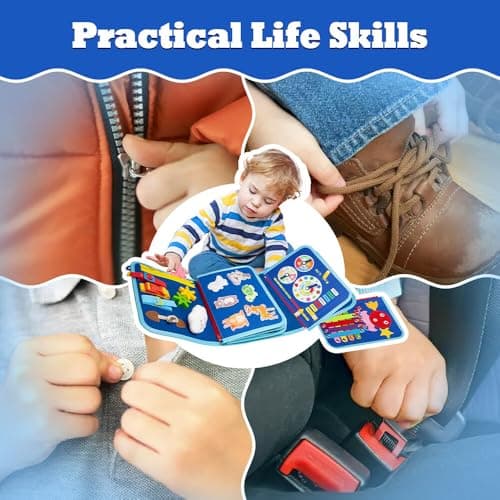 Tweens Montessori Busy Board for Toddlers – 8 Pages Preschool Busy Book, Felt Sensory Activity Board for Fine Motor Skills, Educational Travel Toy for Kids, Baby, Boys & Girls, Autism Learning Toy — view 4
