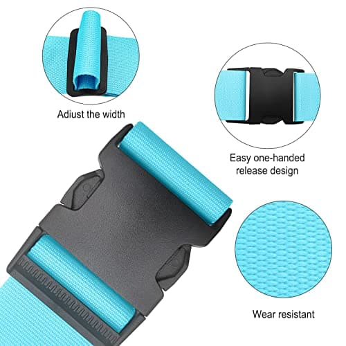 Aulese 4 Pack Luggage Straps, Adjustable Suitcase Straps with Luggage Labels, Easy to Spot Luggage Straps for Suitcases, Travel Accessories Band Luggage Belt for Baggage (4 Colours) — view 6