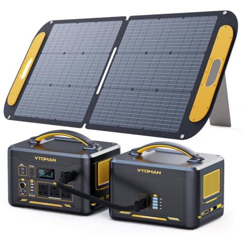 VTOMAN 2956Wh Portable Power Station with Extra Battery & 110W Solar Panel