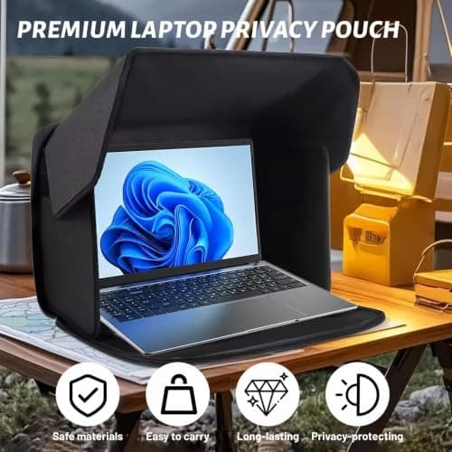 Laptop Sun Shade Cover Sleeve Bag 2in1 Foldable Laptop Hood Privacy Shield — view 5