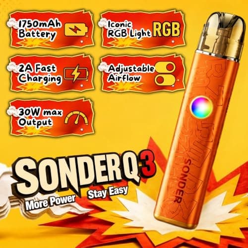 Geekvape Sonder Q3 Kit [Groove Teal] - Available in 9 colours -1750mAh Battery, 2A Fast Charging, Draw Activated, Adjustable Airflow, 30W Output, Smart Mode, MTL and RDTL Vaping - No Nicotine — view 3