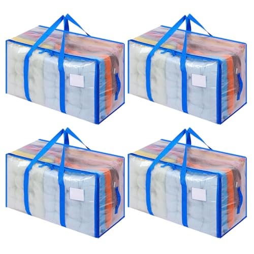 Dntorx 4 Pack 105L Moving Bags Clothes Storage Bags Drom Packing Box, Blue
