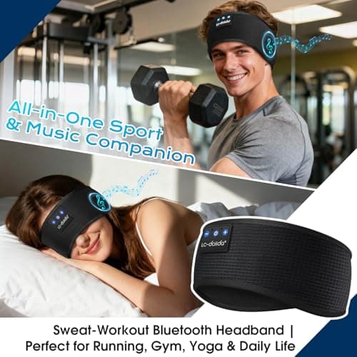 LC-dolida Sleep Headphones Headband Bluetooth 5.4, Soft Sleep Earphone Sleepband for Men Women Teens,Wireless Music Sport Earphones with Thin Speakers for Workout Relax Fitness Travel — view 2