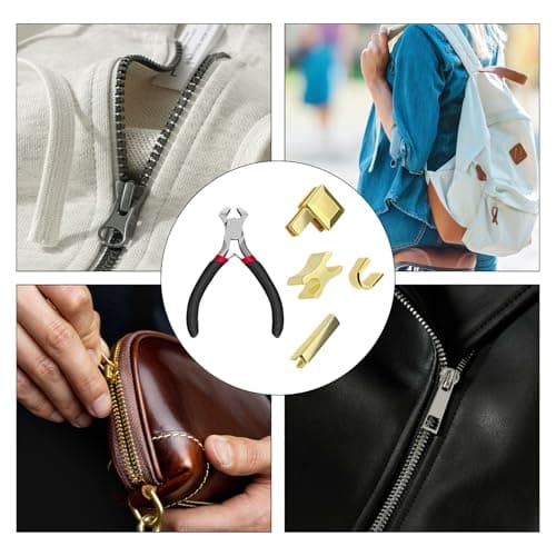 Aihoom Zipper Repair Kit with Pliers, Universal Metal Zipper Sliders & Stoppers, DIY Zip Fix Tools for Jackets, Bags, Clothing, Instant Zipper Replacement Accessories (61 Pieces 4 Colours 3 Sizes) — view 6