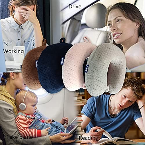 Gosider Neck Pillow for Travel Memory Foam Neck Pillows, Pink — view 6