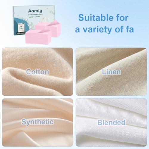 Aomig Laundry Detergent Sheets, 180 Sheets Ultra Concentrated Laundry Detergent Sheet, Deep Stain Removal Laundry Detergent Strips, Eco-Friendly Strip Laundry Soap Sheet for Home Travel-Peach Scent — view 6