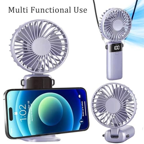 Somnr 2-Pack Handheld Fan Rechargeable, Handheld/Neck/Desk 3 in 1 Mini Fan — view 2