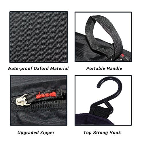 jiemei Hanging Toiletry Bag Waterproof, Travel Wash Bag for Men & Women with 4 Compartments, Foldable Compact Size, Super Durable Fabric — view 6
