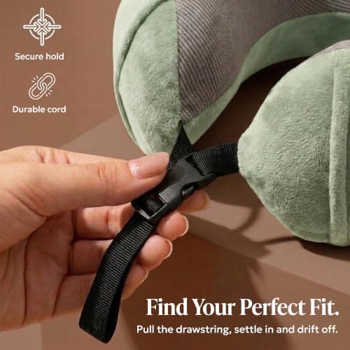 LUGG Memory Foam Travel Pillow – 360° Ergonomic Neck & Head Support, Slow Rebound Cushioning, Breathable Cover, Lightweight U-Shape Pillow for Flights, Trains & Cars, Includes Storage Bag - Sage Green — view 4