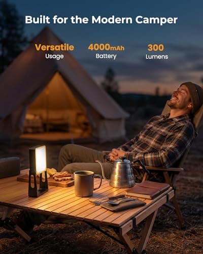 2 Pack Rechargeable LED Camping Light, 4000mAh Dimmable Lanterns with Clip & 360° Adjustable Stand, 2-in-1 Flashlight Emergency Lights for Home Power Outages, Hurricane Survival, Outdoor Hiking — view 3