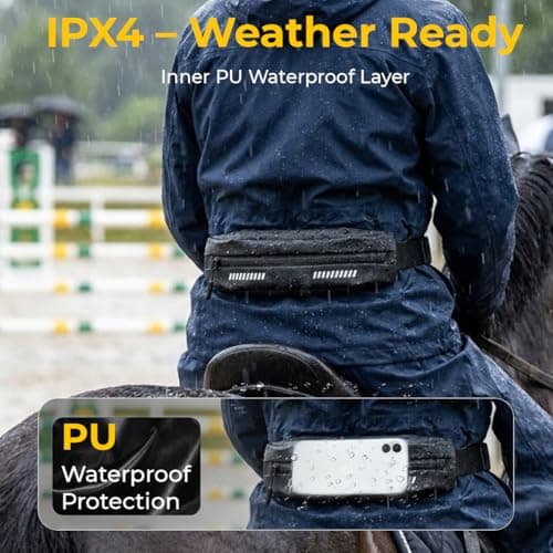 Equestrian RideSafe Waist Pack – Waterproof Zippered Riding Belt Bag for Horseback Riding – Secure Storage for Phone & Essentials – Unisex Fit – Fits Smartphones up to 7” — view 3